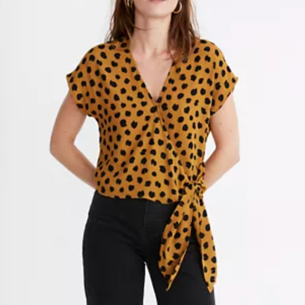 Madewell Sash-Tie Wrap Top in Painted Spots SMALL 3274